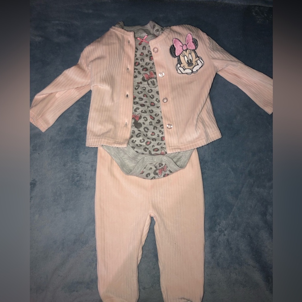 Disney Minnie Mouse velour set size 3 months VG